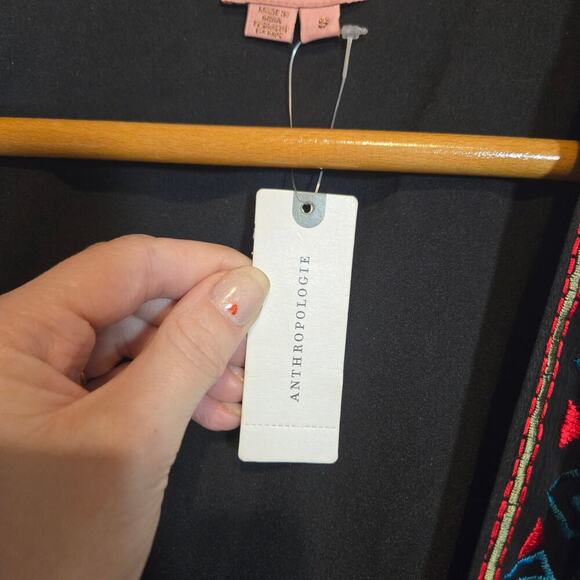 Anthropologie Small Not So Serious Embroidered Dress Floral Aztec Cottage Witchy - Picture 5 of 10